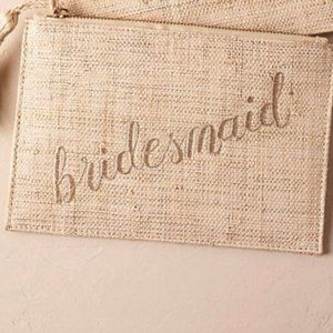 NWT ANTHROPOLOGIE Anguilla Bridesmaid Tasseled Raffia Pouch.